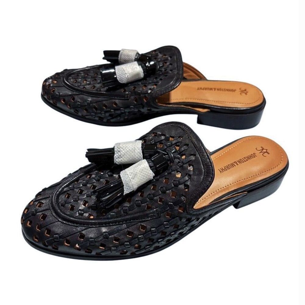 Johnston & Murphy Women's Ali Woven Tassel Mule Black in Size 6 - Picture 3 of 10